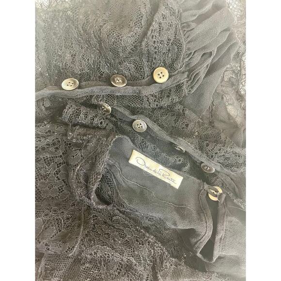 VINTAGE OSCAR DE LA RENTA LACE BLOUSE PEARL BUTTONS SZ XS WHIMSICAL GOTH CORE - Picture 8 of 16